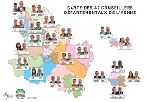 Carte des élus du Département de l'Yonne