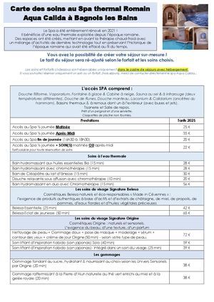 Carte Des Soins Spa Thermal Bagnols les Bains