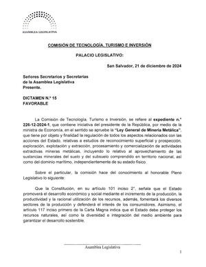 Ley Mineria Metalica-Diario Oficial número 245, tomo 445, del 23 de diciembre de 2024.