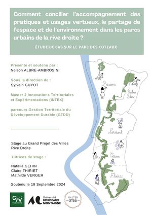 Concilier accompagnement des pratiques, partage de l'espace et de l'environnement dans les parcs urbains de la Rive Droite ?