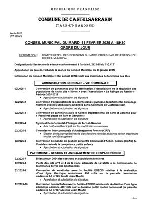Conseil Municipal du 11 Fevrier 2025 - Dossier Des Deliberations Executoires