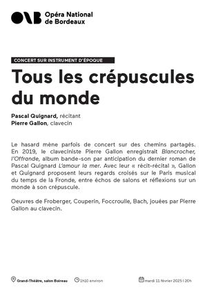 Concert sur instrument d'époque mardi 11 février 2025