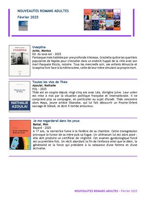 Nouveautés romans février 2025