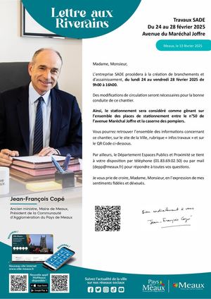 Lettre Aux Riverains Travaux SADE Avenue du Maréchal Joffre