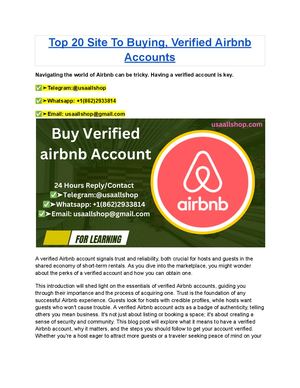 Top 20 Site To Buying, Verified Airbnb Accounts