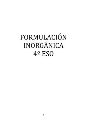 Formulación Inorgánica 4º Eso