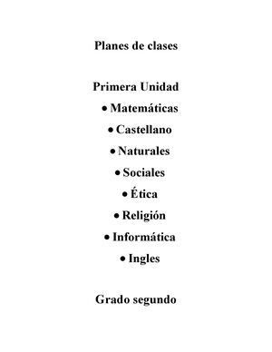 Planes De Clases 2025 Segundo Grado Todas Las Areas