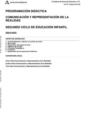Programación Comunicación Y Representación De La Realidad Ed Infantil