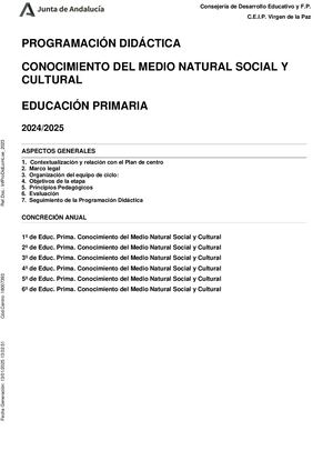 Programación Conocimiento Del Medio