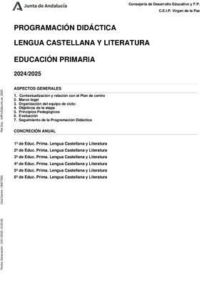 Programación Didáctica Lengua Castellana Y Literatura