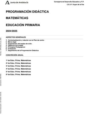 Programación Didáctica Matemáticas