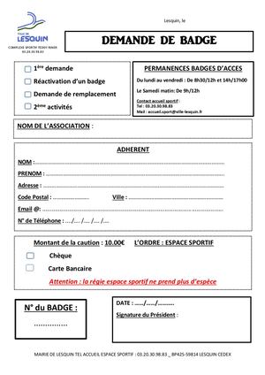 Demande De Badge