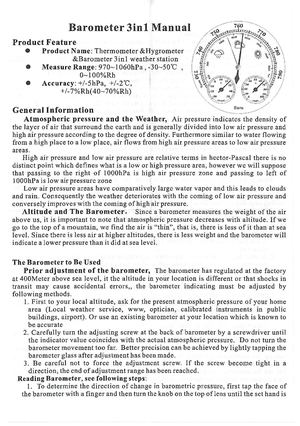 Baro, Thermo Et Hygromètre 6080081