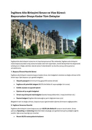 İngiltere Aile Birleşimi Sınavı Ve Vize Süreci