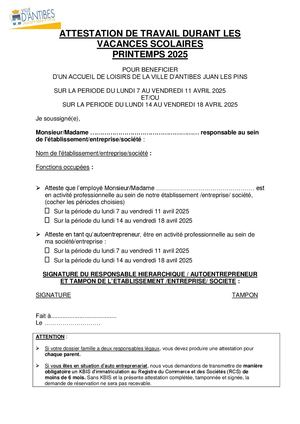 Attestation de Travail