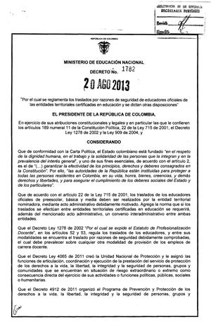Decreto 1782 Docentes Amenazados