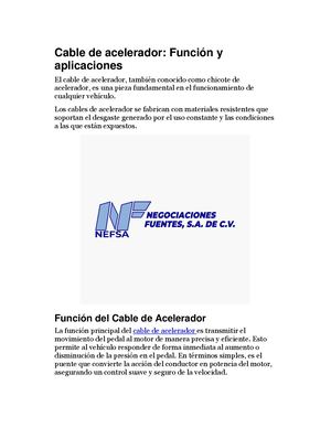 Cable De Acelerador Función Y Aplicaciones