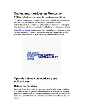 Cables Automotrices En Monterrey