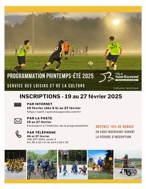 Programmation printemps-été 2025 - Service des loisirs et de la culture - Ville de Saint-Raymond
