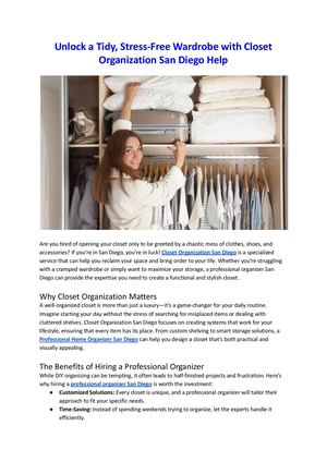Unlock A Tidy, Stress Free Wardrobe With Closet Organization San Diego Help