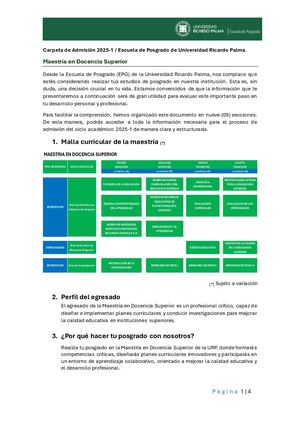Carpeta Informativa 2025-1- Maestría Docencia Superior/URP