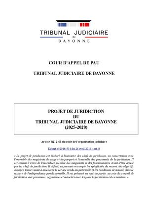 Projet Juridiction tribunal judiciaire Bayonne 2025