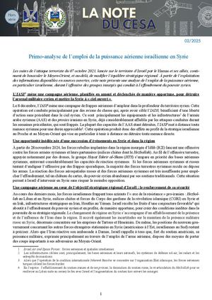 HORS SERIE - Primo-analyse de l'emploi de la puissance aérienne israélienne en Syrie