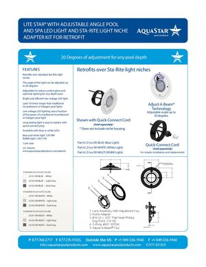 LS1xx SR - Lite Star® With Adjustable LED Light And Sta Rite Light Niche Adapter Kit For Retrofit