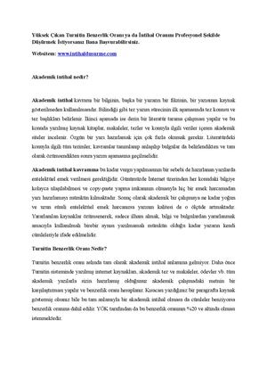 Yüksek Çıkan Turnitin Benzerlik Oranı ya da İntihal Oranını Profesyonel Şekilde Düşürmek İstiyorsanız Bana Başvurabilirsiniz