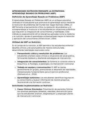 Aprendiendo Nutrición Mediante Abp
