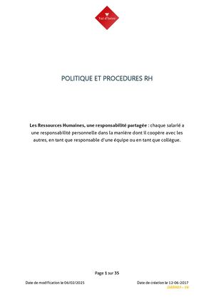 Politique RH Fev 2025