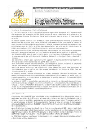 Schéma Régional de l'Enseignement Supérieur, de la Recherche et de l'Innovation Bourgogne -Franche-Comté (SRESRI BFC) 2025-2030