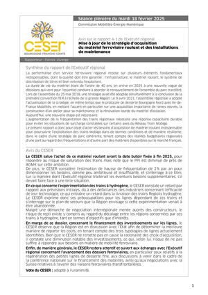 Mise à jour de la stratégie d'acquisition du matériel ferroviaire roulant et des installations de maintenance