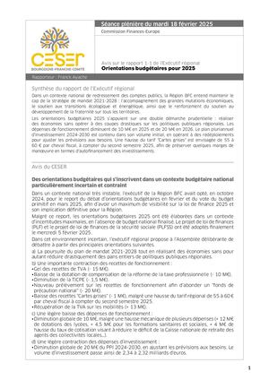 Orientations budgétaires pour 2025