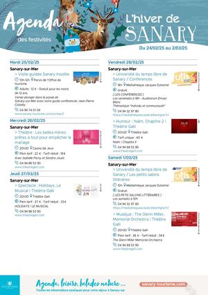 Agenda de la semaine du 24 février au 02 mars 2025