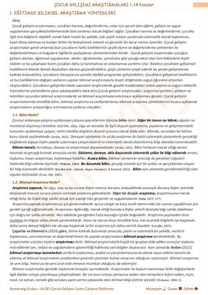 ÇOcuk Gelişimi Araştırmaları 1 14 ÜNite ÖZet