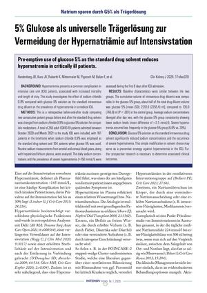 06 5% Glukose Als Universelle Trägerlösung Zur Vermeidung Der Hypernatriämie Auf Intensivstation