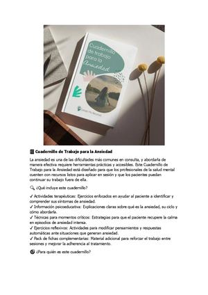 Cuadernillo De Trabajo Para La Ansiedad