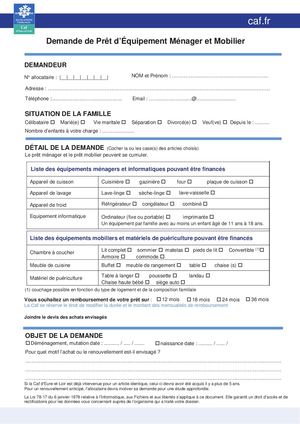 2025 Demande De Prêt D'équipements Ménager Mobilier
