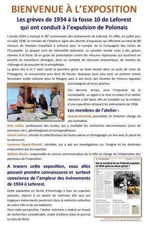 Exposition sur les grèves de 1934 à Leforest