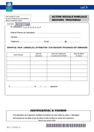 Secours Trousseau : Imprimé et notice 2025