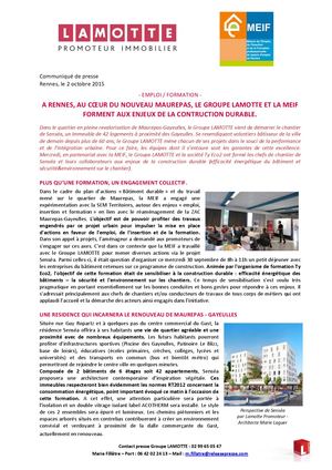 Lamotte et la MEIF forment aux enjeux de la construction durable - 2 octobre 2015