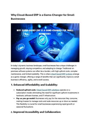 Why Cloud Based Erp Is A Game Changer For Small Businesses