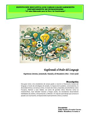 Guía De Lenguaje Octavo 2025: "Palabras que Transforman: Un Viaje por la Lengua, la Cultura y la Diversidad Cultural