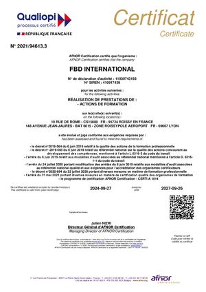 Certificat FBD International