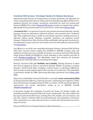 Fractional Coo Services A Strategic Solution For Modern Businesses