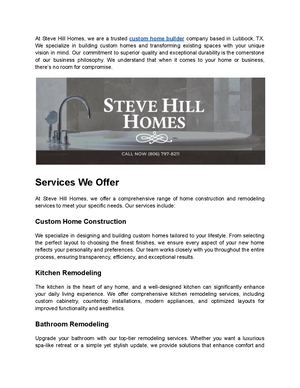 Steve Hill Homes - Premier Custom Home Builder in Lubbock, TX