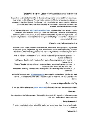 Discover The Best Lebanese Vegan Restaurant In Brussels