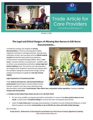 Calaméo - Trade Article Legal Consequences Of Non Nurses Editing Nurse ...
