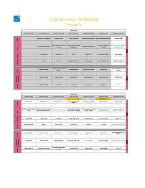 Menus MARS 2025 - Sans Porc